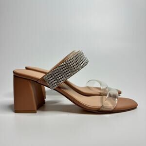 Chinese Laundry Yas Rhinestone Heeled Sandal in Sunkiss Nude